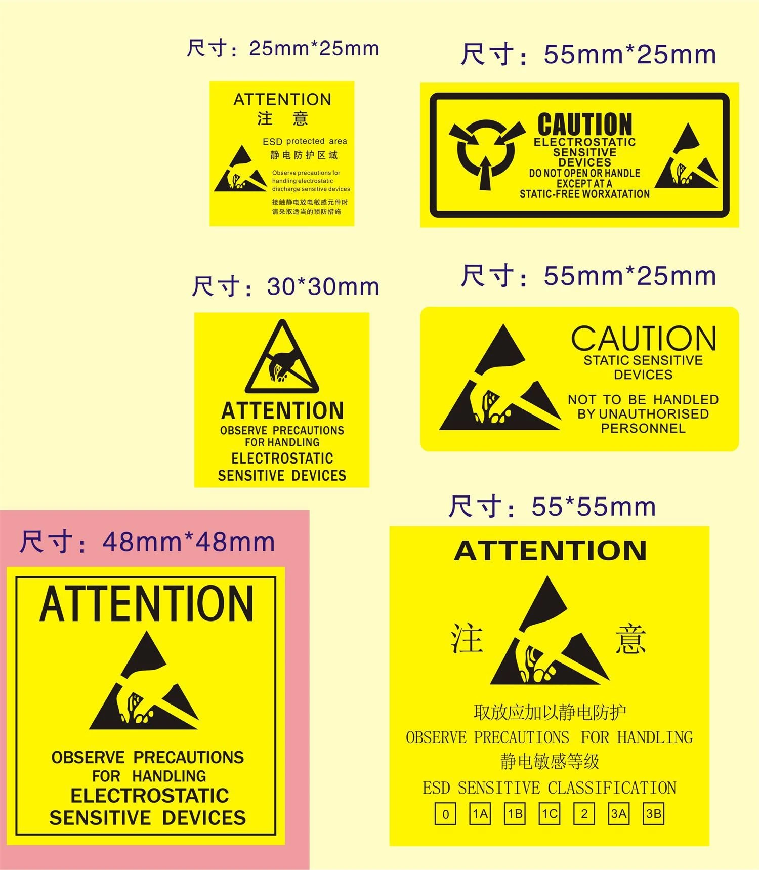 All models of esd labels(1)